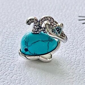 Authentic Pandora Silver & Turquoise Coloured Dangle Whale Charm ~ BRAND NEW !!